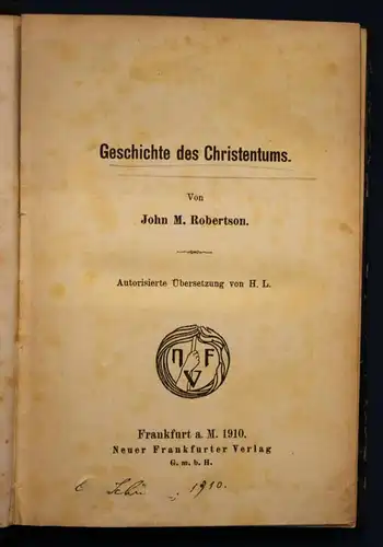 Robertson Geschichte des Christentums 1910 Religion Zeitalter Gesellschaft sf