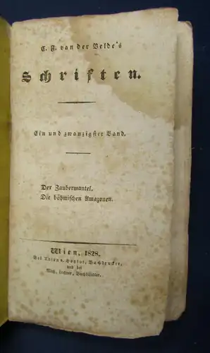 Velde's Schriften 21. Band Der Zaubermantel & Böhmischen Amazonen 1828 selten sf