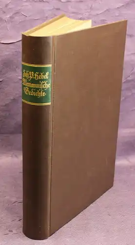 Hebel Allemannische Geschichte für Freunde ländlicher Natur und Sitten 1929 js