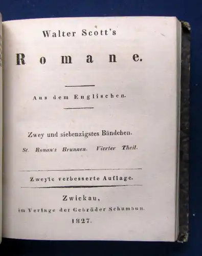 Walter Scott's Romane 2 Tle in 1 Bd (71./72 Bd) 1827 St. Ronan's Brunnen sf