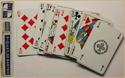 Piquet Karten Set Skatkarten um 1940 Gesellschaftsspiel Antikspielzeug sf