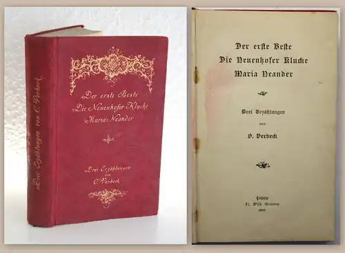 Verbeck 3 Erzählungen 1895 Der erste Beste Neuenhofer Klucke Maria Neander xz