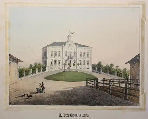 Lithografie Rosenberg Ansicht Sachsen Poenicke Schlösser & Rittergüter um 1855