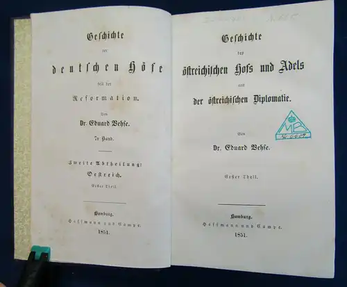 Vehse Geschichte der deutschen Höfe seit der Reformation 48 Bde 1851-1860 sf