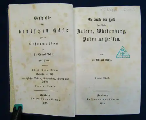 Vehse Geschichte der deutschen Höfe seit der Reformation 48 Bde 1851-1860 sf