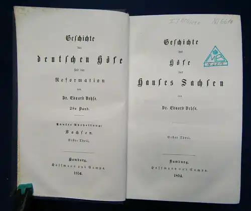 Vehse Geschichte der deutschen Höfe seit der Reformation 48 Bde 1851-1860 sf