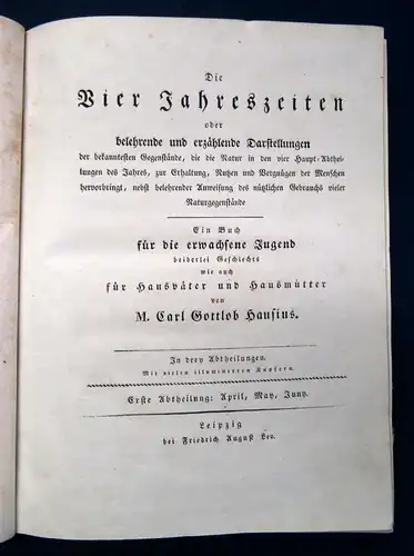 Hausius Die vier Jahreszeiten 3 Bde um 1800 Naturkunde Naturgeschichte sf