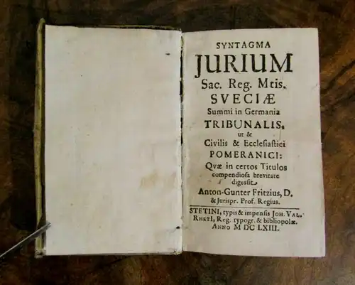 Fritz Syntagma jurium Sac. Reg 1663 Recht Jura juristisch Kirchenrecht sf