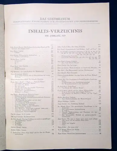 Das Goetheanum Wochenschrift für Anthroposophie u. Dreigliederung 8.Jg. 1929 js