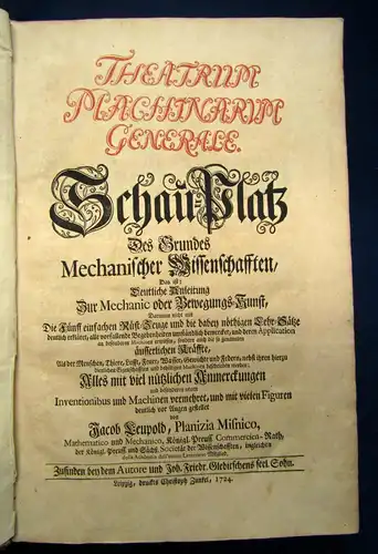 Leupold Sammelband Theatrum machinarum mit 2 Werken 1724 Wasserbau original sf