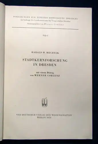 Mechelk Stadtkernforschung in Dresden Heft 4 1970 Geschichte Sachsen Saxonica sf