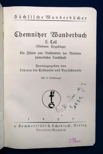 Sächsische Wanderbücher "Chemnitzer Wanderbuch 2. Teil" 1925 Saxonica sf