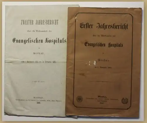 Orig Prospekt 1. & 2. Jahresbericht über Evangelischen Hospitals 1885 Medizin sf