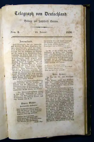 Lewald Europa Chronik der gebildeten Welt 1836 1. Band Geschichte Ortskunde js