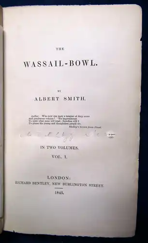 Smith The Wassial- Bowl 2. Edition 1843 illustriert 1. Teil apart von 2  js