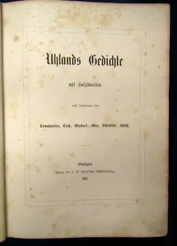 Uhlands Gedichte 1867 mit Holzschnitten Weltliteratur Klassiker Dichter js