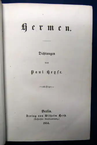 Heyse Hermen 1854 Dichtungen Erstausgabe Belletristik Klassiker Literatur sf