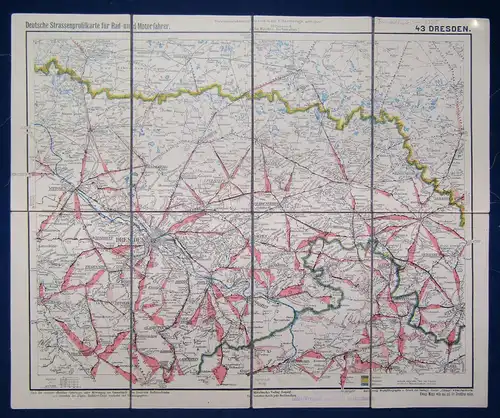 Deutsche Strassenprofilkarte für Rad-u. Motorfahrer für Dresden um 1925 js