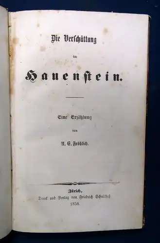 Fröhlich Die Verschüttung im Hauenstein. Erzählung 1858 Belletristik selten sf