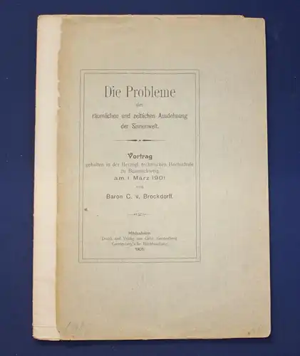 Die Probleme der räumlichen und zeitlichen Ausdehnung der Sinnenwelt 1901 js