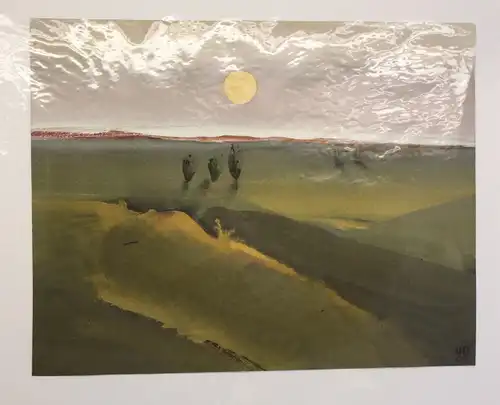 Gouache von Ursula Bankroth "Landschaft mit Sonne " 2000 Malerei Kunst sf