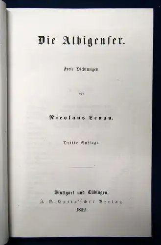 Lenau Die Albigenser 1852 Belletristik Literatur Klassiker Kreuzzug sf