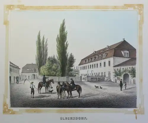 kolor Lithografie Ulbersdorf Poenicke Schlösser & Rittergüter um 1855 Sachsen xz