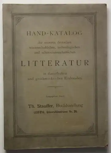 Hand-Katalog der neueren deutschen Literatur 1904 Bücherkatalog Register sf