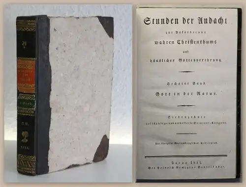 Stunden der Andacht 6. Bd Gott in der Natur 1834 Religion Christentum Theologie