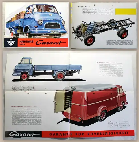 Werbeprospekt Broschüre Poster Hanomag Garant Diesel Lastwagen D28 um 1960 xz