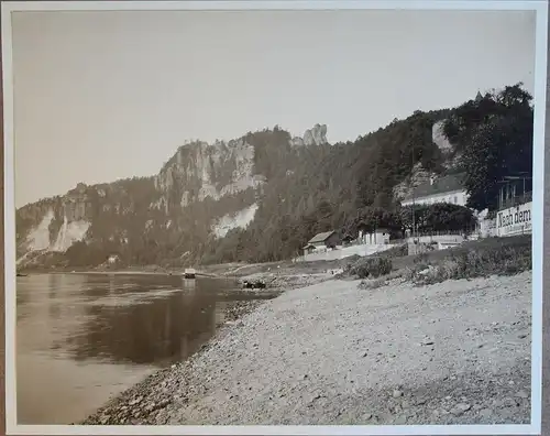 Fotografie Rathen mit Bastei Sächsische Schweiz 1908 Foto Sachsen Elbe xz