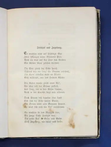 Tegner Frithjof= Sage aus dem Schwedischen übertragen 1854 Sagen Erzählungen js