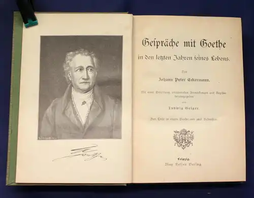 Eckermann Gesprtäche mit Goethe in den letzten Jahren seines Lebens 1902 js
