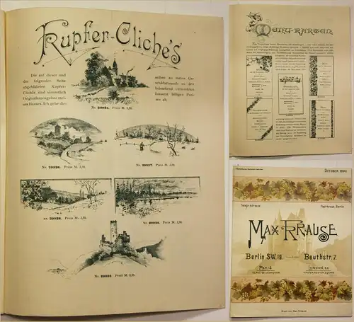 Original Papier-Katalog Werbebroschur von Papier Max Krause 1890 Geschichte sf