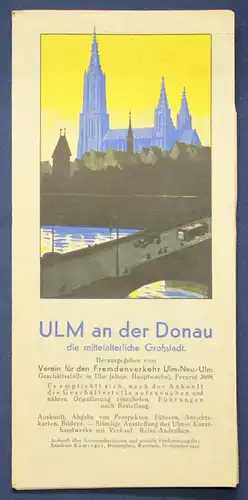 Original Prospekt Ulm an der Donau Hotelverzeichnis um 1930 Ortskunde Reise sf