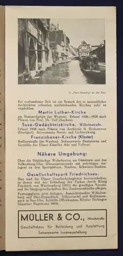 Original Prospekt Ulm an der Donau Hotelverzeichnis um 1930 Ortskunde Reise sf
