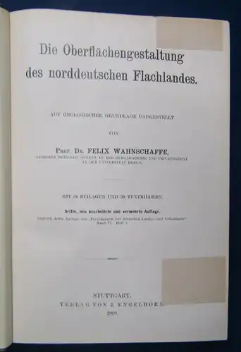 Wahnschaffe Die Oberflächengestaltung des norddeutschen Flachlandes 1909  js