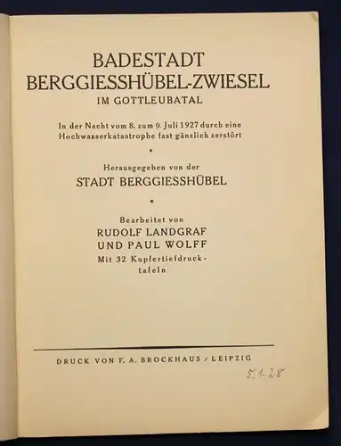 Landgraf/Wolff Badestadt Berggiesshübel-Zwiesel im Gottleubatal um 1930 sf