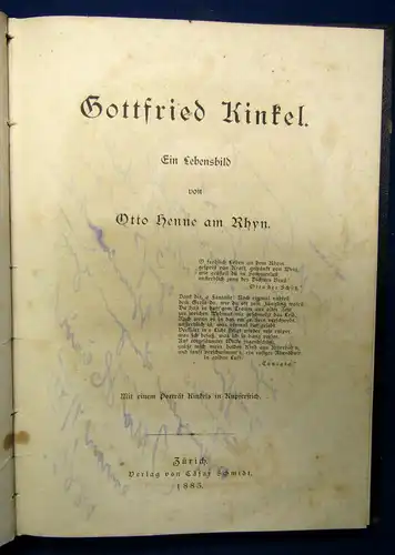 Rhyn Gottfried Kinkel (Lebensbild) 1883 Lebensgeschichte Werk Unterhaltung sf