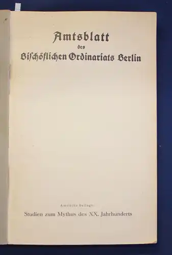 Amtsblatt des Bischöflichen Ordinariats Berlin 1934 Glaube Christentum Gott js