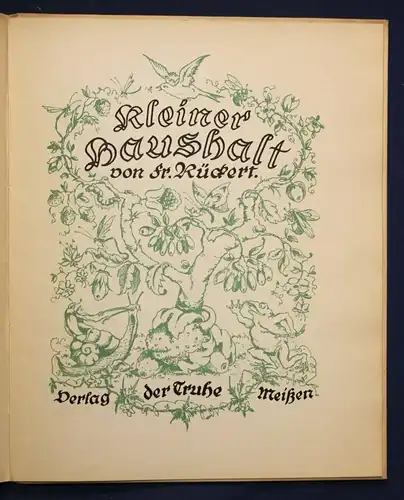 Rückert Kleiner Haushalt 1920 Geschichten Erzählungen Literatur Gedichte sf