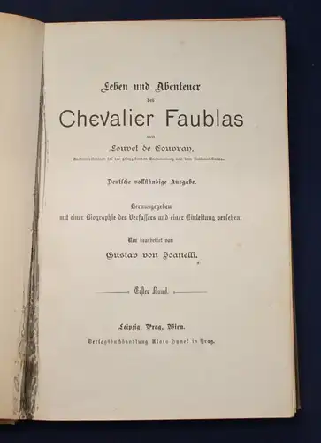 Gouvran Leben und Abenteur des Chevalier Faublas 3 Bände komplett Politik js