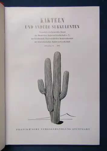 Kakteen und andere Sukkulenten Jahrgang 12, 1961 Pflanzenkunde Botanik js