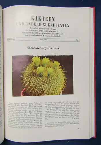 Kakteen und andere Sukkulenten Jahrgang 12, 1961 Pflanzenkunde Botanik js