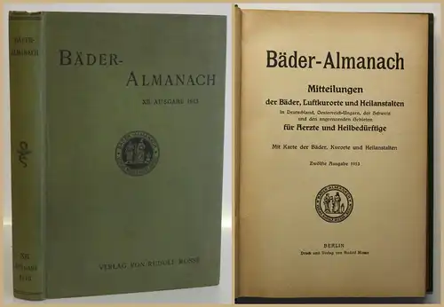 Bäder-Almanach 1913 Luftkurorte Heilanstalten Medizin Geografie Geographie sf