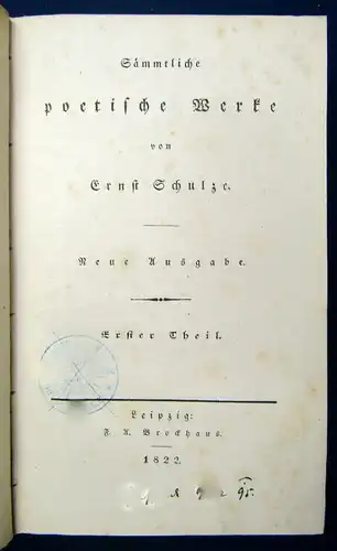 Sämmtliche poetische Werke 4 Teile in 2 komplett 1822 Belletristik Gedichte  js