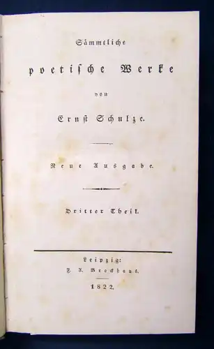 Sämmtliche poetische Werke 4 Teile in 2 komplett 1822 Belletristik Gedichte  js