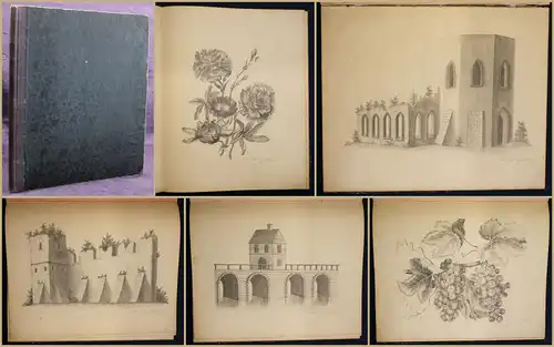 Skizzenbuch in Blei um 1850 Ansichten aus Dresden uw. Kunst Kultur Malerei sf