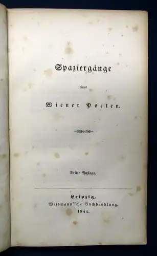 Spaziergänge eines Wiener Poeten 1844 Belletristik Literatur Klassiker sf