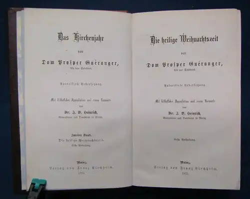 Heinrich Die heilige Weihnachtszeit 2. Band apart 1875 Religion Theologie sf